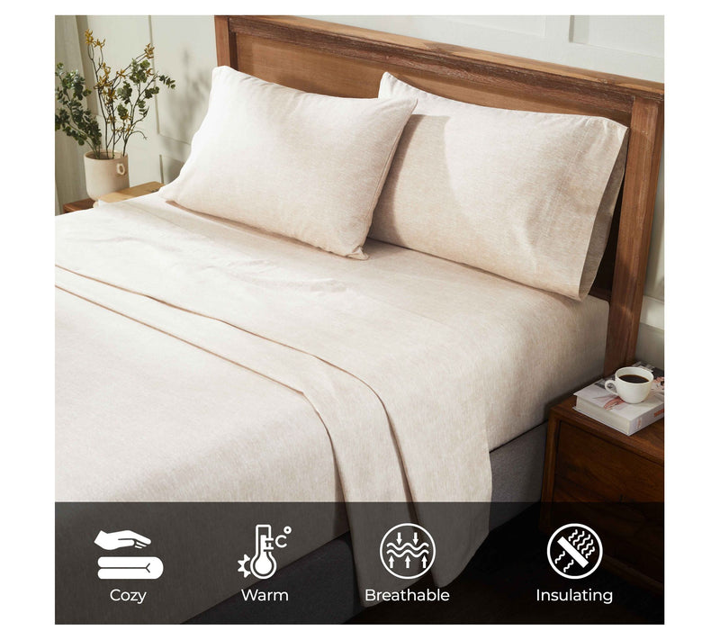 Superior Melange Flannel Cotton Deep Pocket Sheet Set, Full — View 12