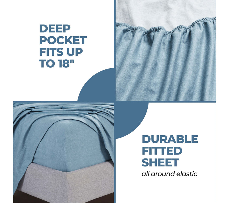 Superior Melange Flannel Cotton Deep Pocket Sheet Set, Twin — View 11