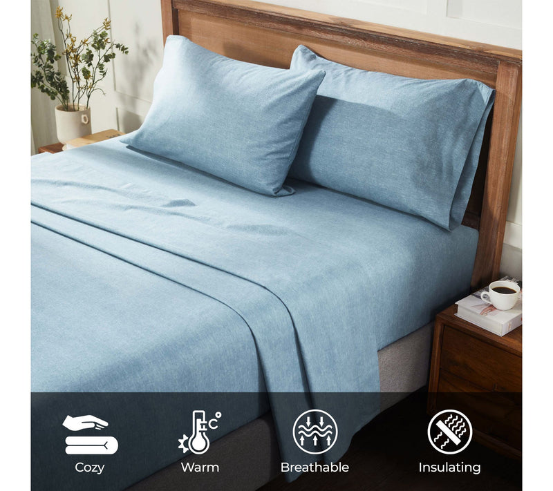 Superior Melange Flannel Cotton Deep Pocket Sheet Set, Twin — View 12