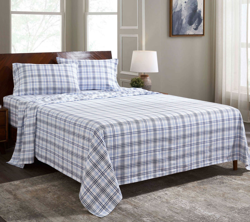 Superior Plaid Flannel Cotton Deep Pocket Sheet Set, Twin — Main view