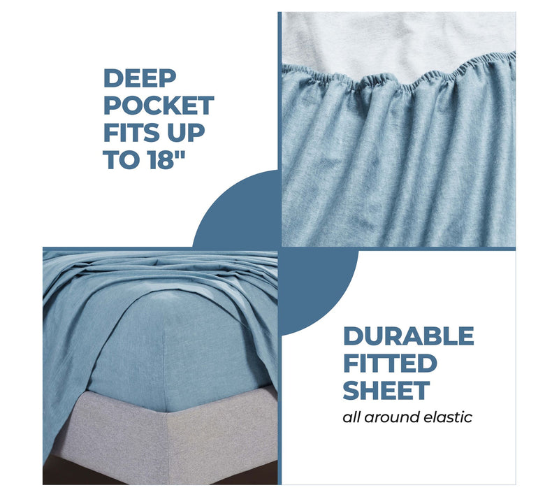 Superior Melange Flanel Cotton Deep Pocket Sheet Set,Cal King — View 9
