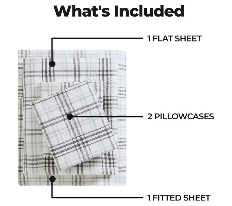 Superior Plaid Flannel Cotton Deep Pocket Sheet Set, Twin XL — View 4