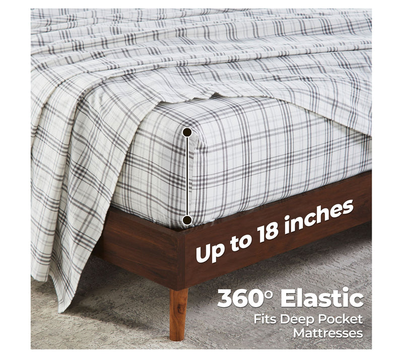 Superior Plaid Flannel Cotton Deep Pocket Sheet Set, Twin XL — View 5