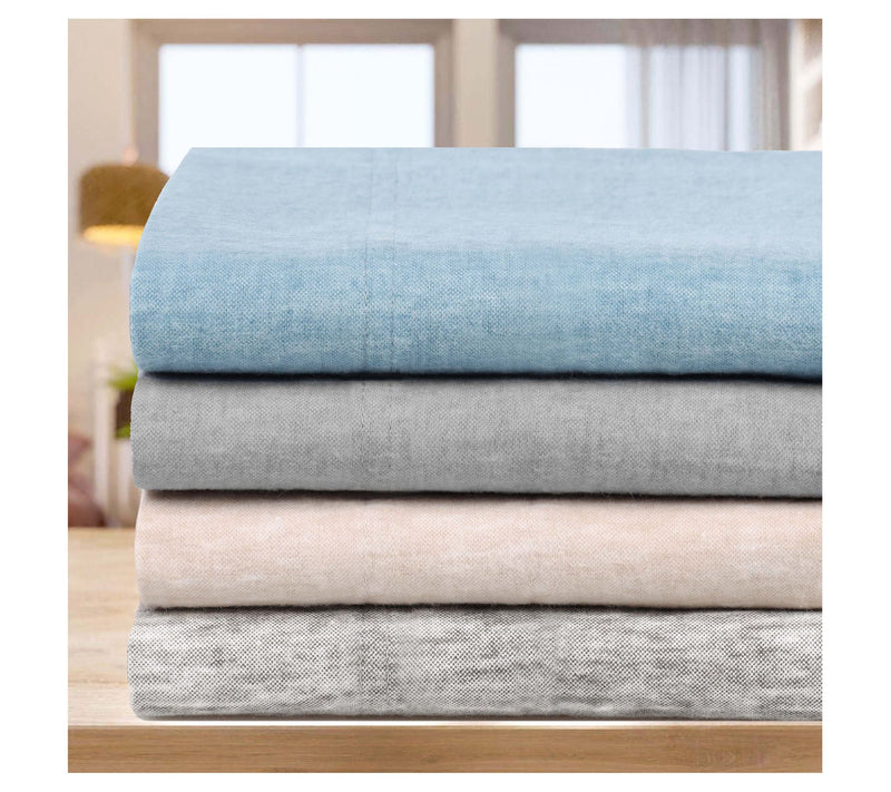Superior Melange Flannel Cotton Deep Pocket Shet Set, Queen — View 8