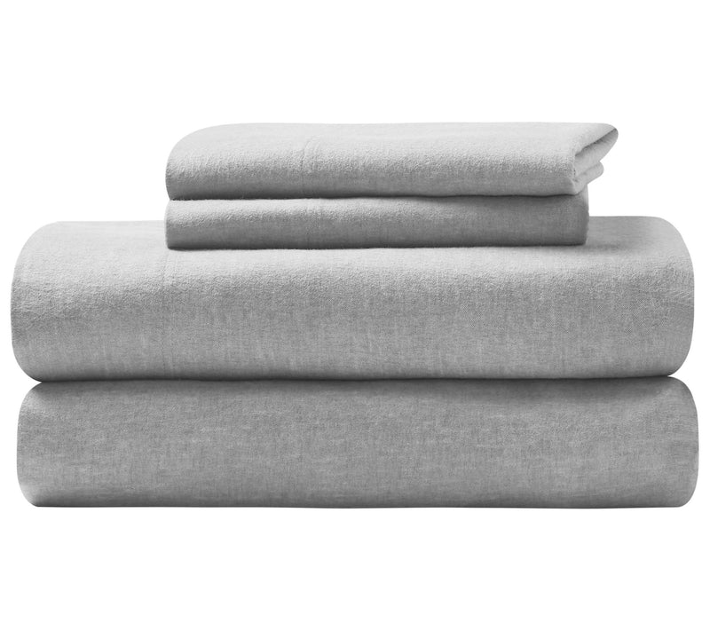 Superior Melange Flannel Cotton Deep Pocket Shet Set, Queen — View 2