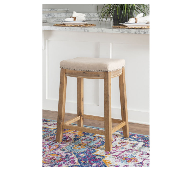 Linon Home 26.2 5 "Brenner Acac ia Counter Stoo l W/Fabric Seat — Main view