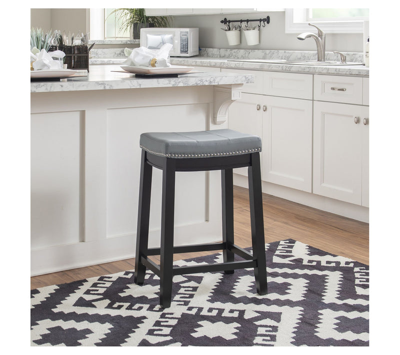 Linon Home 26.2 5 "Brenner Acac ia Counter Stoo l W/Fabric Seat — View 7