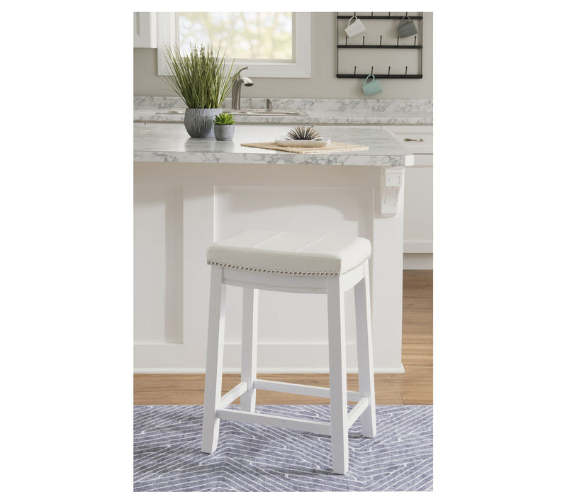 Linon Home 26.2 5 "Brenner Acac ia Counter Stoo l W/Fabric Seat — View 8