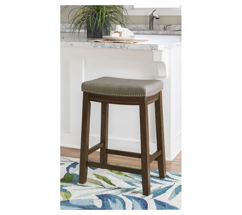 Linon Home 26.2 5 "Brenner Acac ia Counter Stoo l W/Fabric Seat — View 10