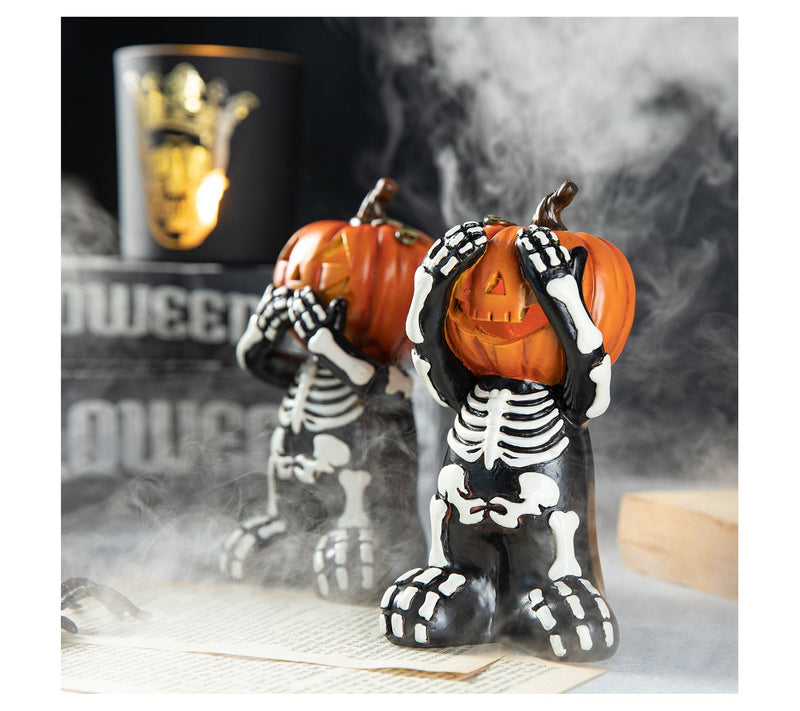 Glitzhome 5.75"H Halloween Skeleton Pumpkin Table Decor S/3 — View 5