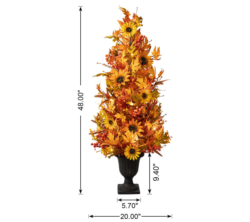 Glitzhome 48"H Fall Lighted Maple and SunflowerUrn Porch Tree — View 2