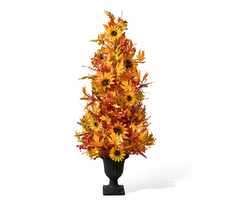 Glitzhome 48"H Fall Lighted Maple and SunflowerUrn Porch Tree — View 8