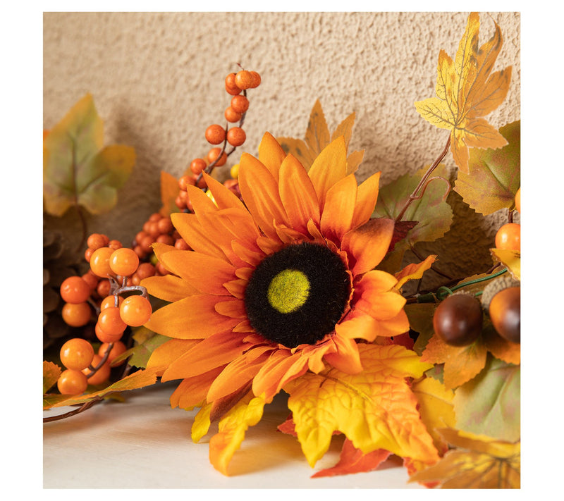 Glitzhome 6' Fall Sunflower, Maple Leaf and Berry Garland — View 5