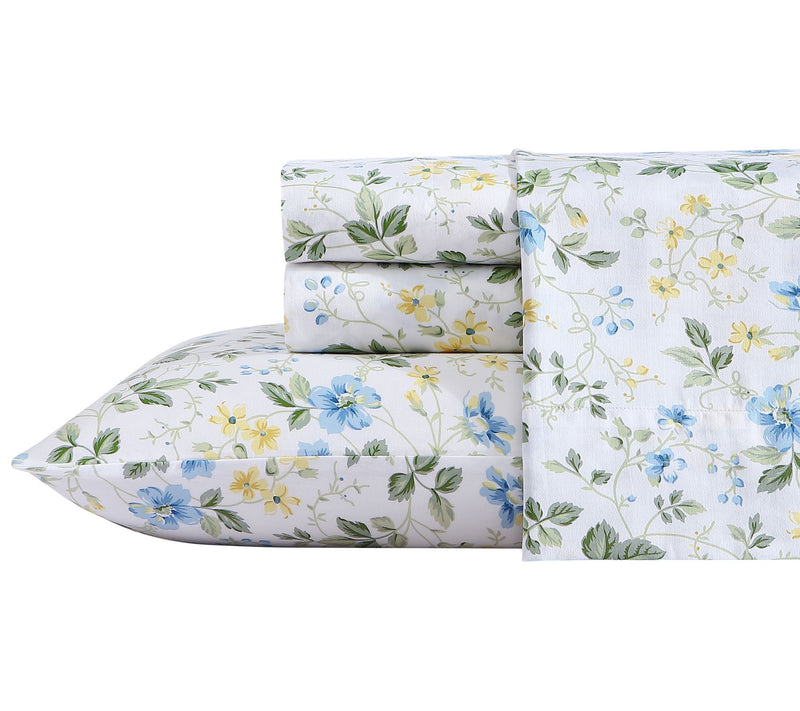 Laura Ashley Meadow Floral Cotton 4-Piece SheetSet-Queen — Main view