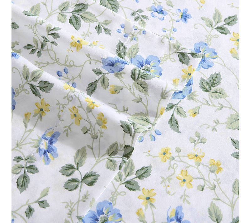 Laura Ashley Meadow Floral Cotton 4-Piece SheetSet-Queen — View 6