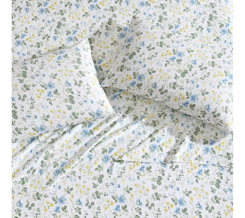 Laura Ashley Meadow Floral Cotton 4-Piece SheetSet-Queen — View 8