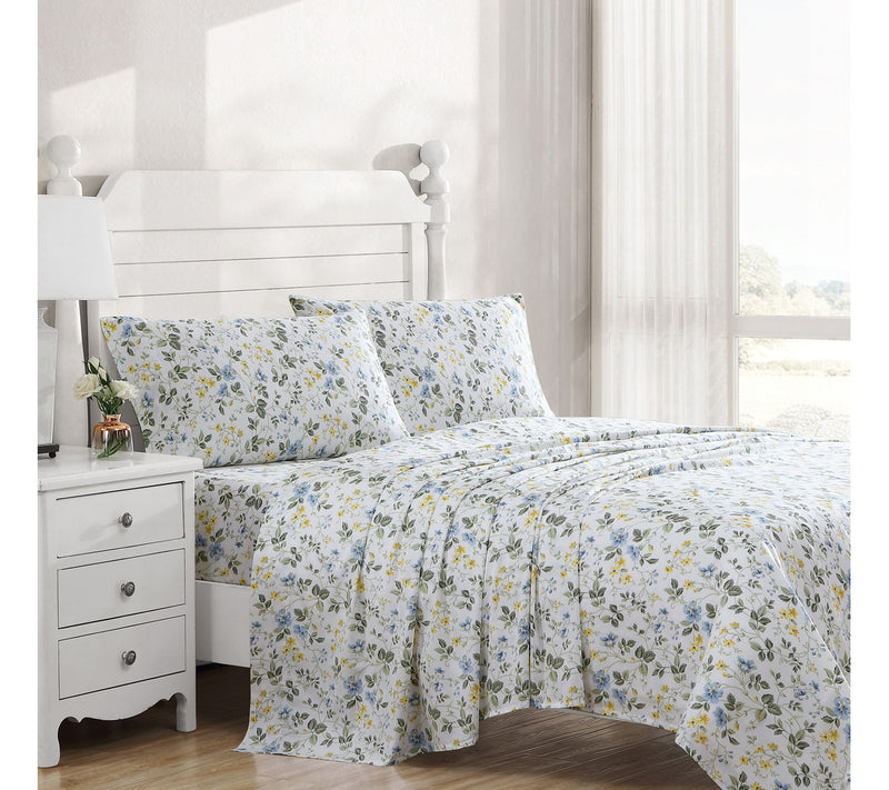Laura Ashley Meadow Floral Cotton 4-Piece SheetSet - King — View 4