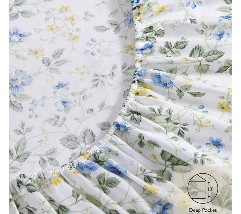 Laura Ashley Meadow Floral Cotton 4-Piece SheetSet - King — View 5