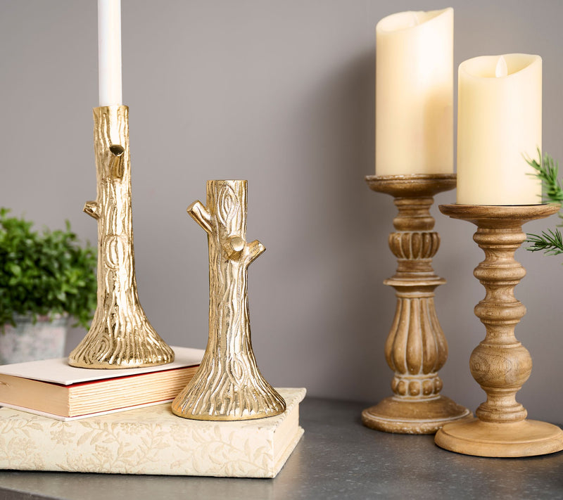 Mrs. H by Dee Hilfiger Set of 2 Faux Bois Candle Holders — View 3