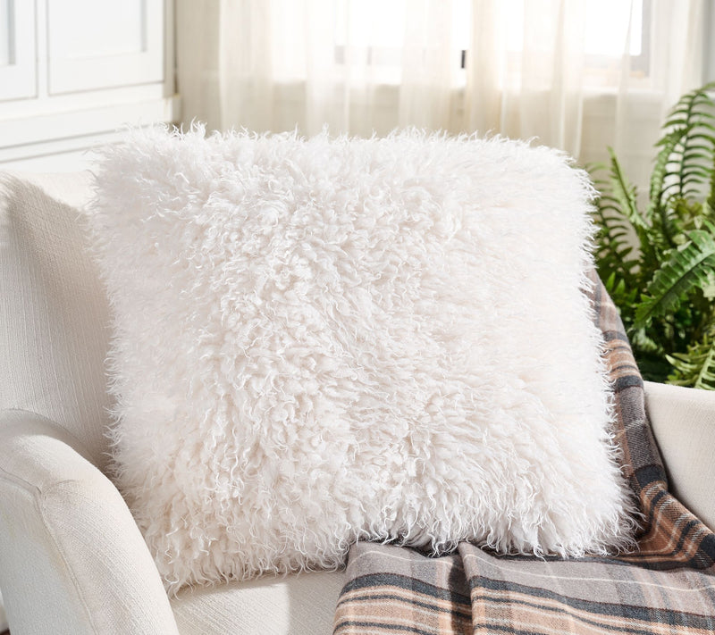 Mrs. H by Dee Hilfiger Faux Mongolian Wool Decorative Pillow — View 3
