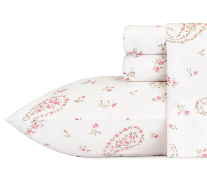 Laura Ashley Bristol Paisley Cotton Pink 4pc Shet Set- King — Main view