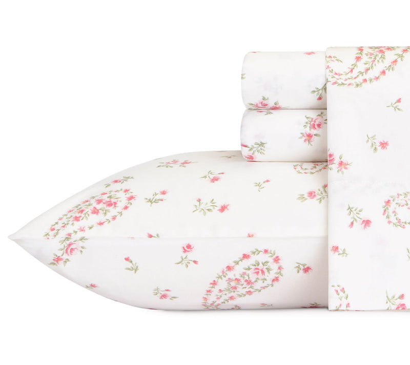 Laura Ashley Bristol Paisley Cotton Pink 4pc Shet Set- Queen — Main view