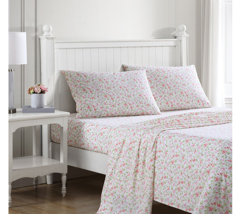 Laura Ashley Norella - Cotton Pink Twin Sheet St — View 5