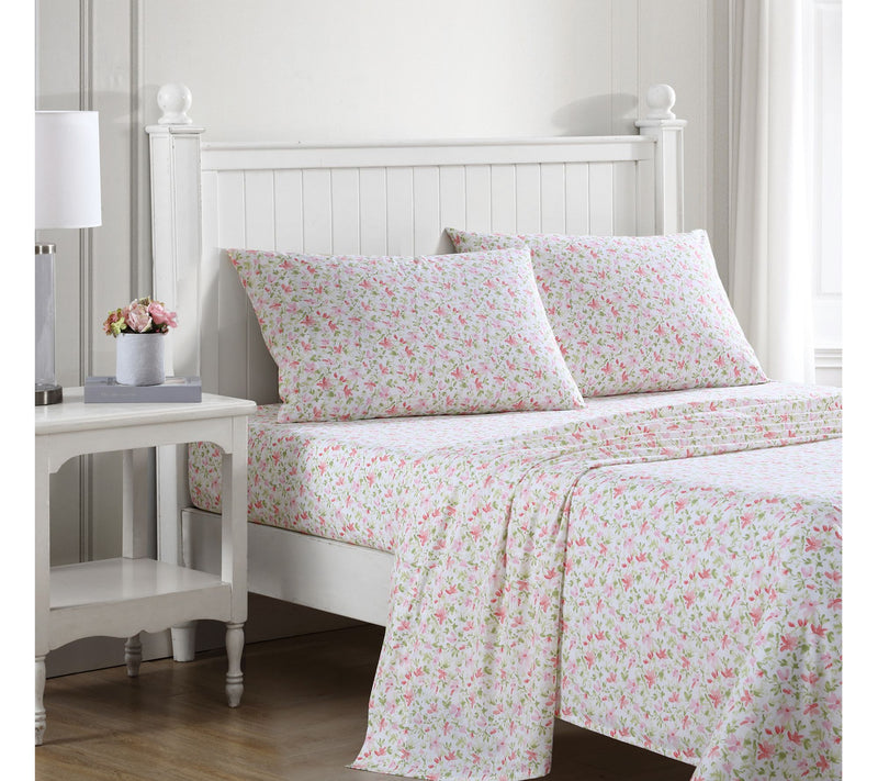 Laura Ashley Norella - Cotton Pink King Sheet St — View 5