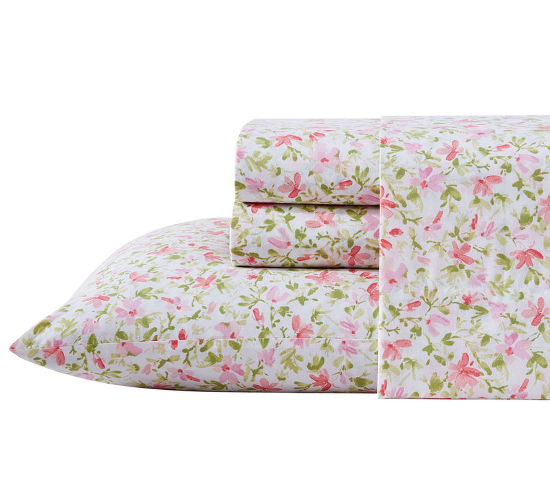 Laura Ashley Norella - Cotton Pink King Sheet St — View 10