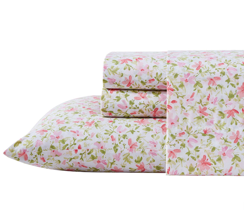 Laura Ashley Norella - Cotton Pink Queen Sheett — View 2