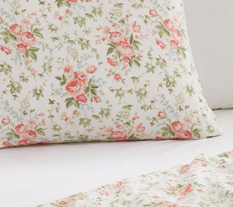 Laura Ashley Marissa - Cotton Red Queen Sheet St — View 4