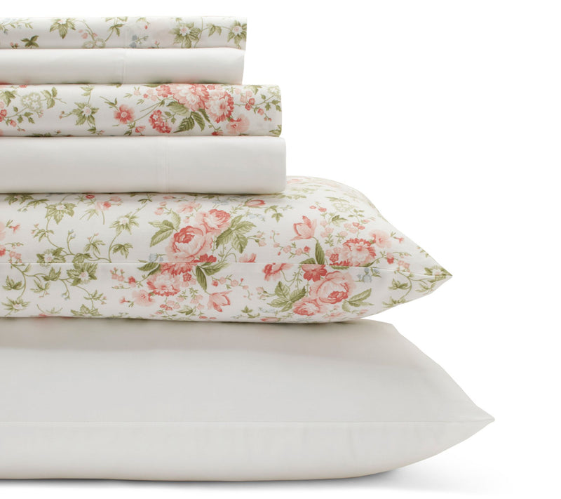Laura Ashley Marissa - Cotton Red Queen Sheet St — View 2