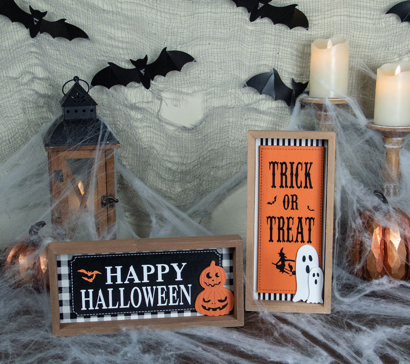 Northlight Set of 2 Happy Halloween Wooden Shadow Box Plaques — Main view
