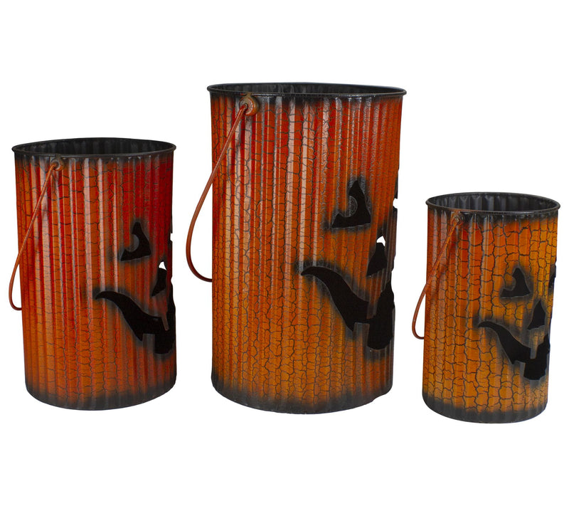 Northlight 3 PC Metal Pumpkin Lantern Set Decor — View 2