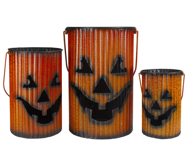 Northlight 3 PC Metal Pumpkin Lantern Set Decor — Main view