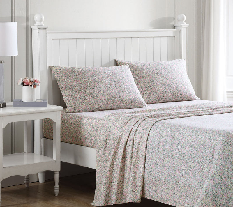 Laura Ashley Loveston Pink Cotton Twin Sheet Se — View 8