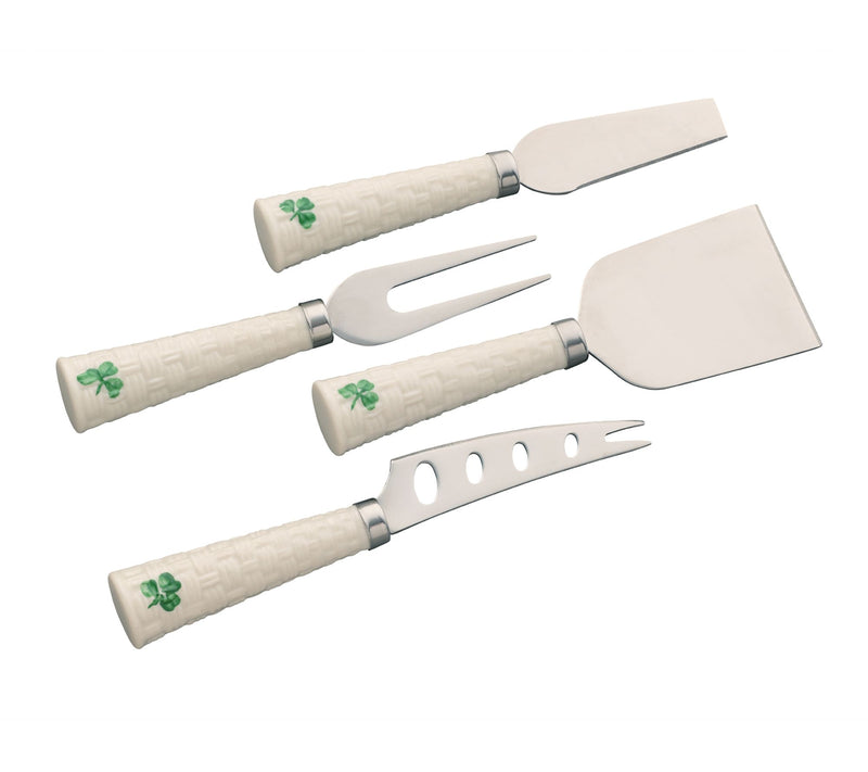 Belleek Pottery Classic Shamrock Set of 4 Cheese Knives — Main view