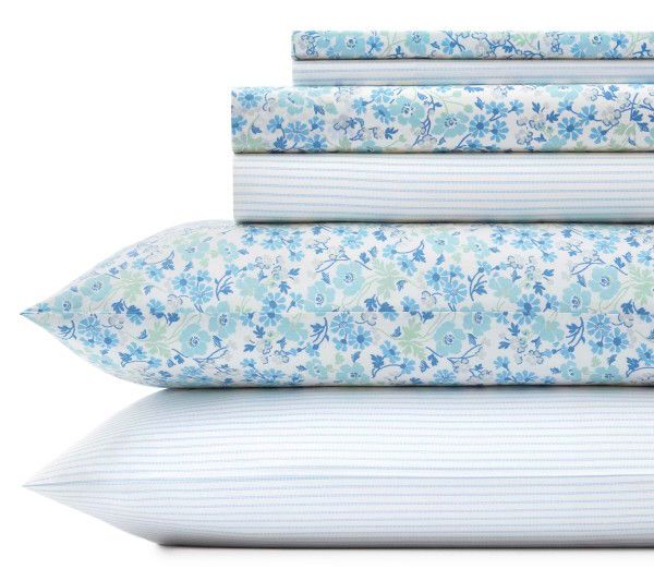 Laura Ashley Jaynie - Cotton Blue Queen Sheet St — Main view