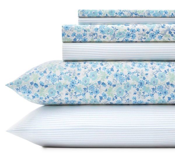 Laura Ashley Jaynie - Cotton Blue King Sheet Se — View 3