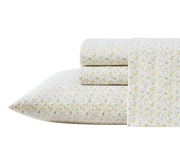 Laura Ashley Evie Yellow Cotton Queen Sheet Set — View 3
