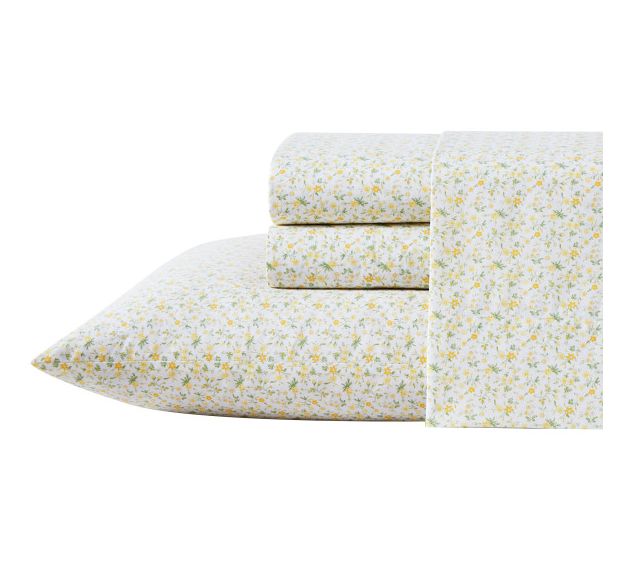 Laura Ashley Evie Yellow Cotton King Sheet Set — View 3