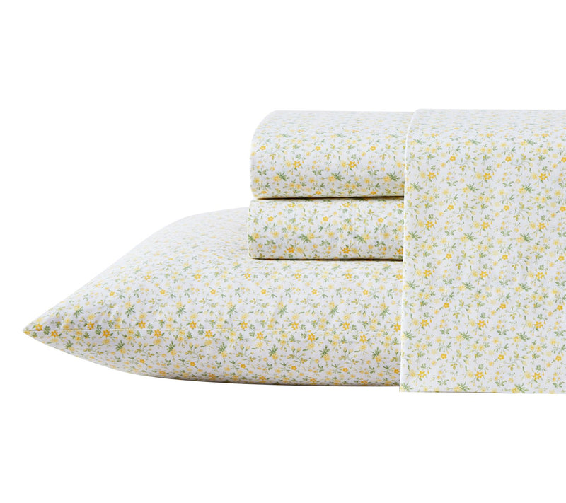 Laura Ashley Evie Yellow Cotton Twin XL Sheet St — View 3