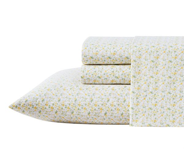 Laura Ashley Evie Yellow Cotton Twin Sheet Set — Main view