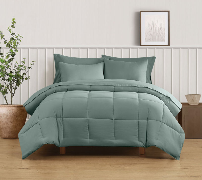 Truly Soft Green Solid Full/Queen 3 Piece Comforter Set — View 15