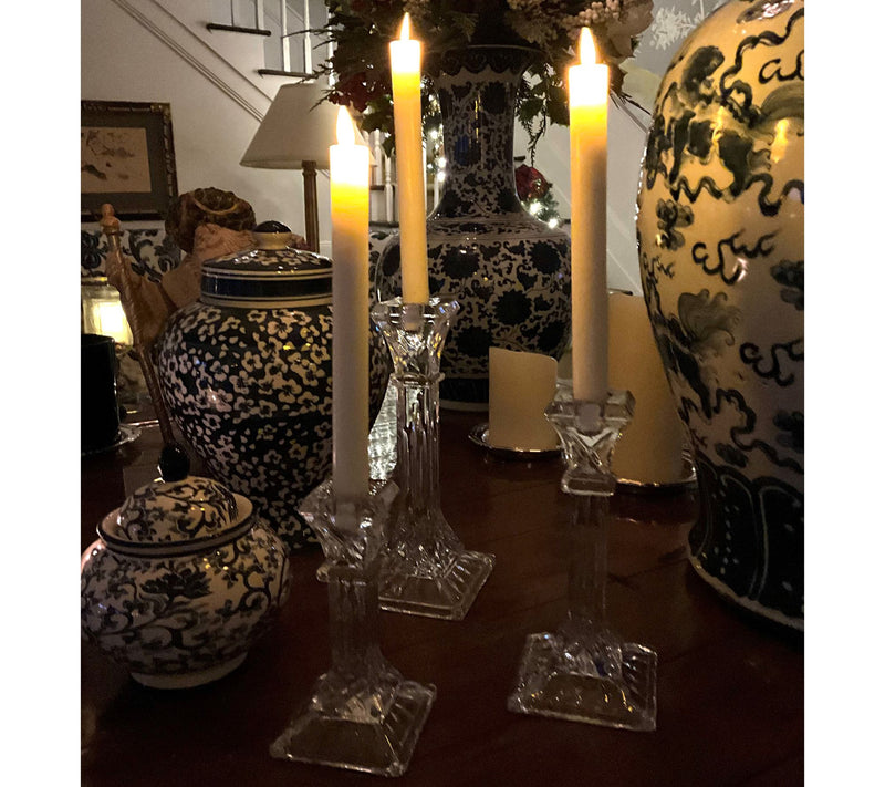 Hotel du Cobb Set of 3 Glass Candle Holders with Candles by Dennis Basso — View 3