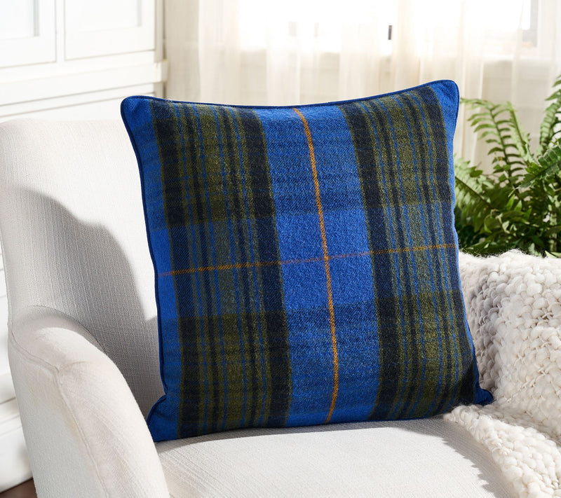 Mrs. H by Dee Hilfiger Velvet Backed Cashmere Plaid Throw Pillow — View 8