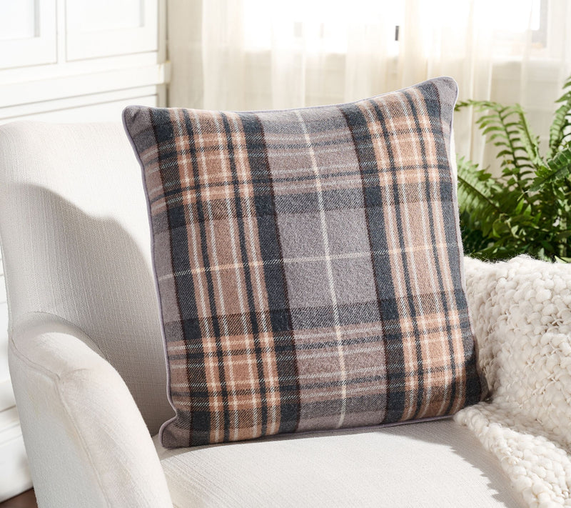 Mrs. H by Dee Hilfiger Velvet Backed Cashmere Plaid Throw Pillow — View 10