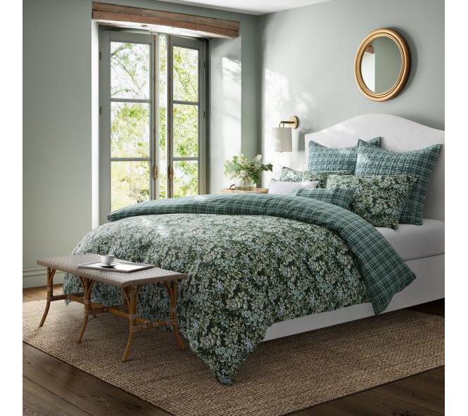 Laura Ashley Bramble Floral Green King ComforteSham Bonus Se — View 6