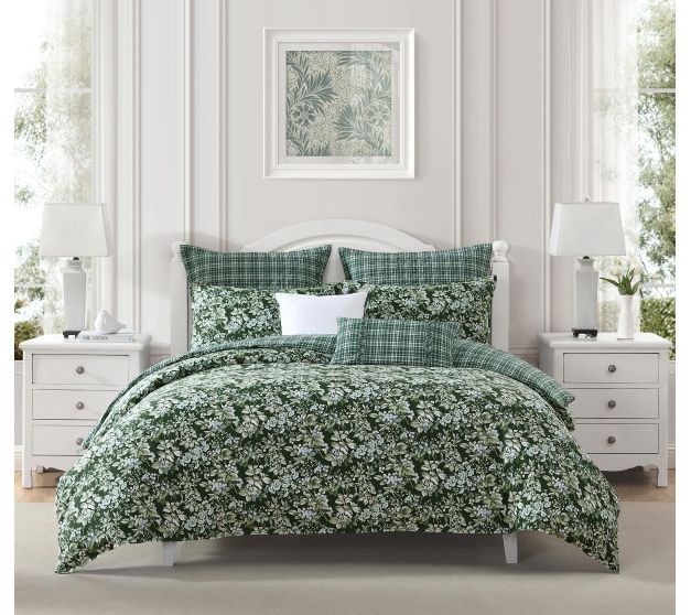 Laura Ashley Bramble Floral Green King ComforteSham Bonus Se — View 5