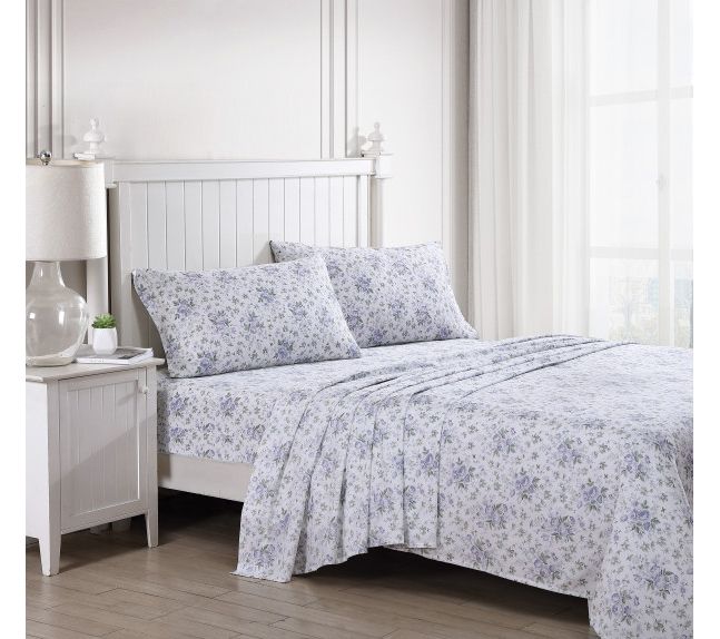 Laura Ashley Lilian Purple Queen Sheet Set — View 6